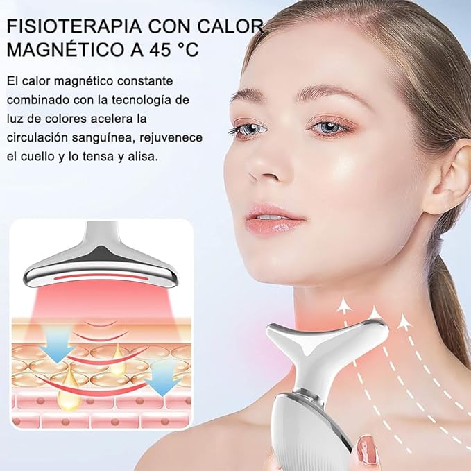 Masajeador de cara, cuello y papada con vibración y LED