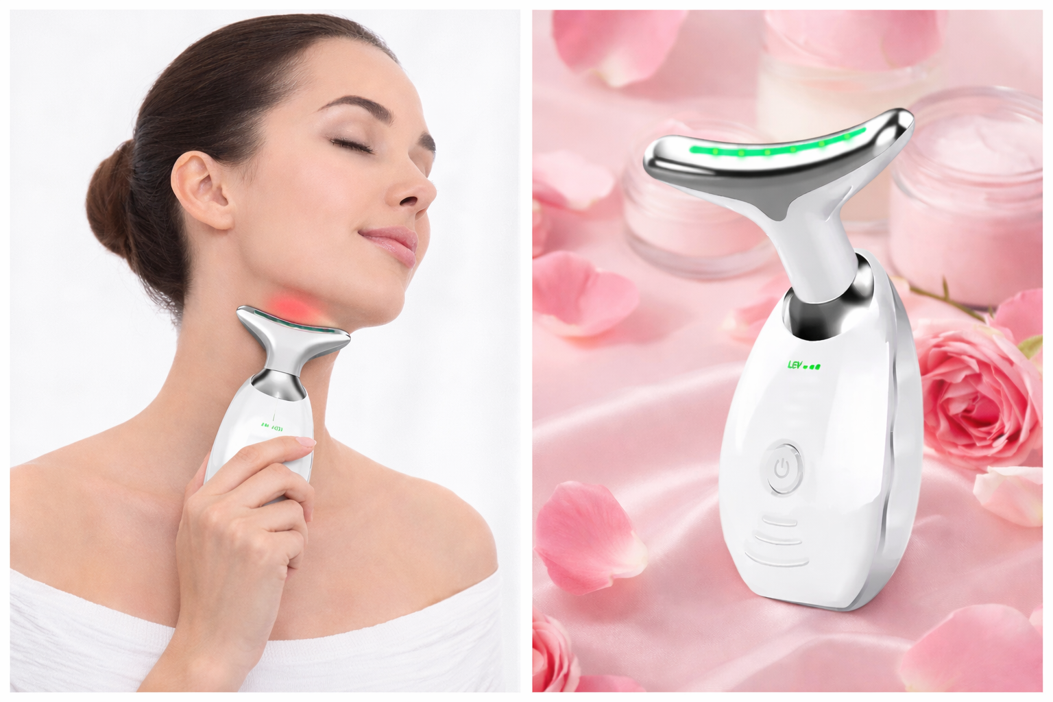 Masajeador de cara, cuello y papada con vibración y LED