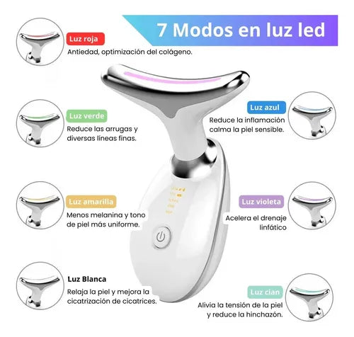 Masajeador de cara, cuello y papada con vibración y LED